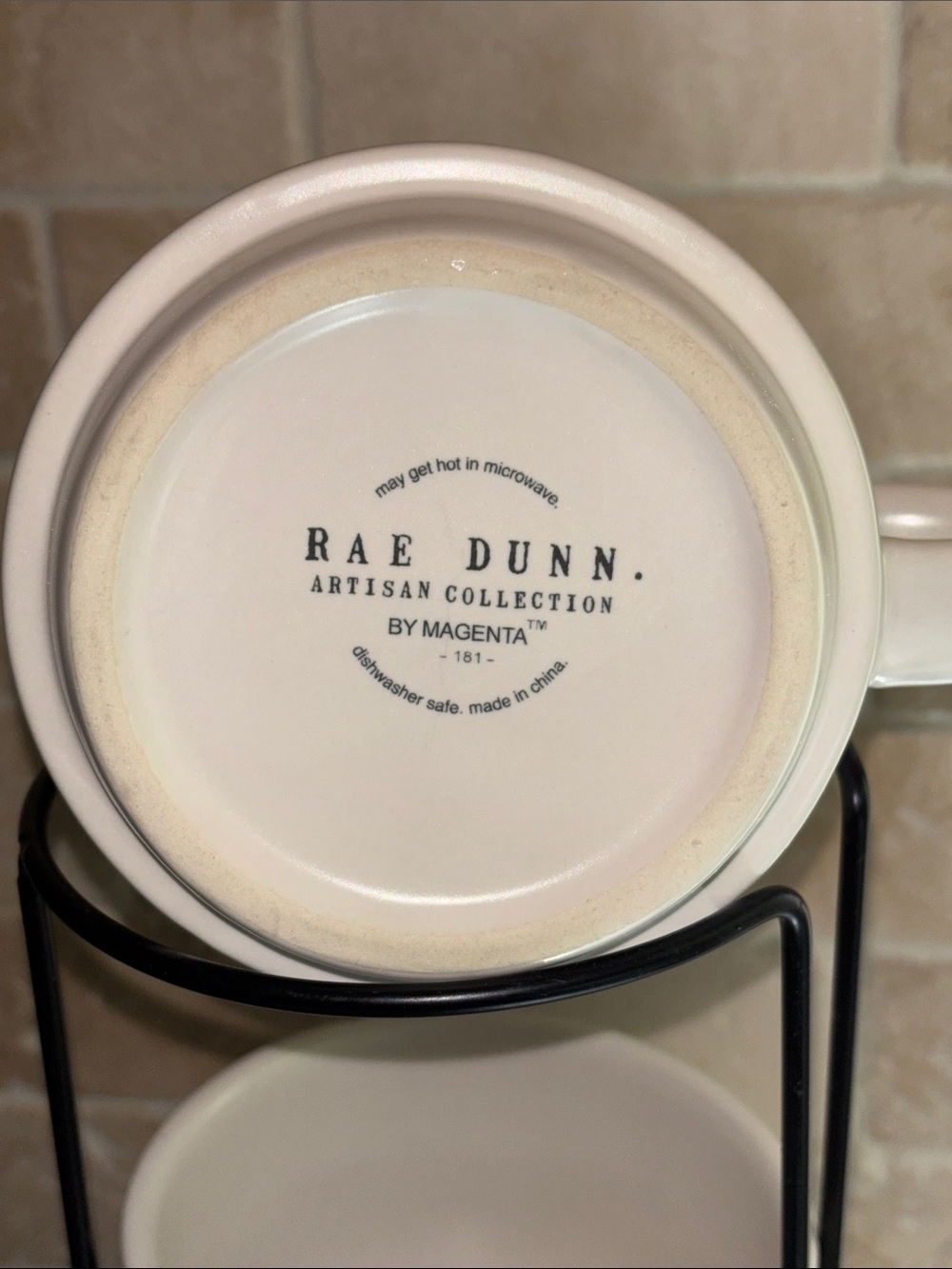 Rae Dunn Set of 4 White Ceramic Mugs - Stackable - Picture 4 of 4